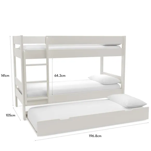 Compact Bunk Bed with Trundle - White, Wood
