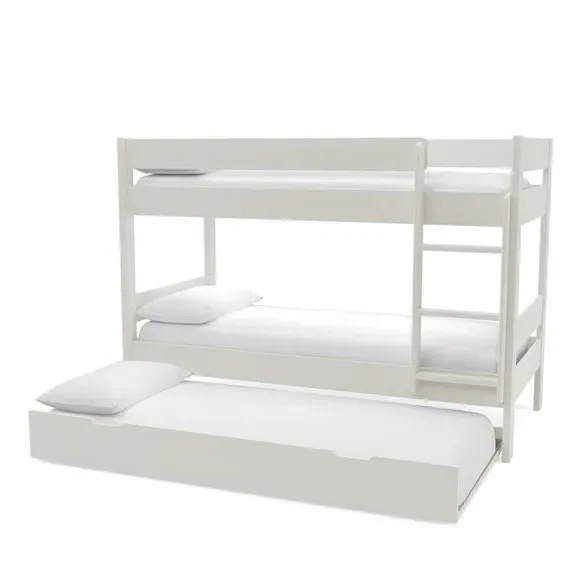 Compact Bunk Bed with Trundle - White, Wood