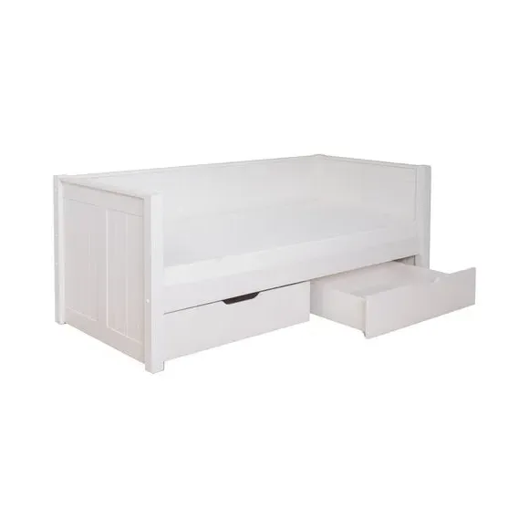 Day Bed with 2 Drawers - White, Pine