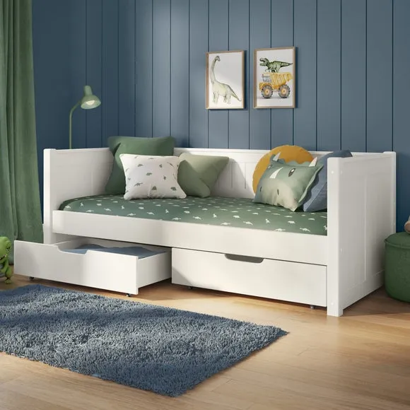 Day Bed with 2 Drawers - White, Pine image
