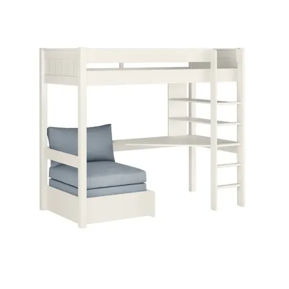 High Sleeper Bed with Desk & Chair - White, Wood