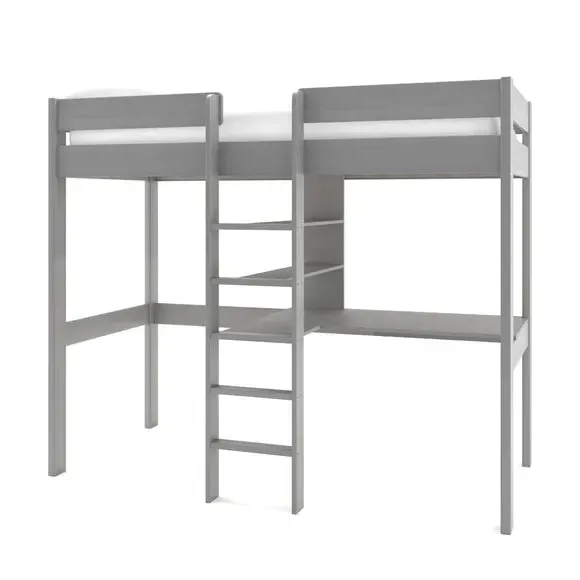 High Sleeper Bed with Storage - Grey, Pine