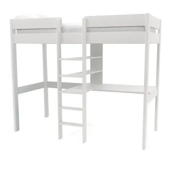 High Sleeper Bed with Storage - White, Pine
