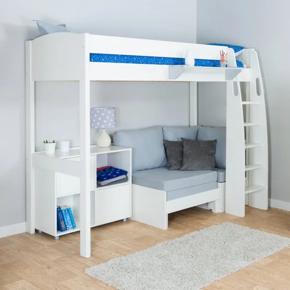 High Sleeper with Corner Sofa - White, Pine image