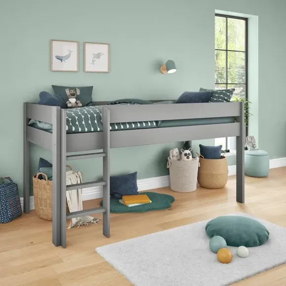 Mid Sleeper Bed with Storage - Grey, Pine
