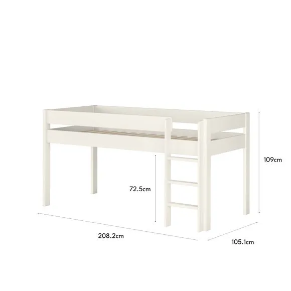 Mid Sleeper Bed with Storage - White, Pine