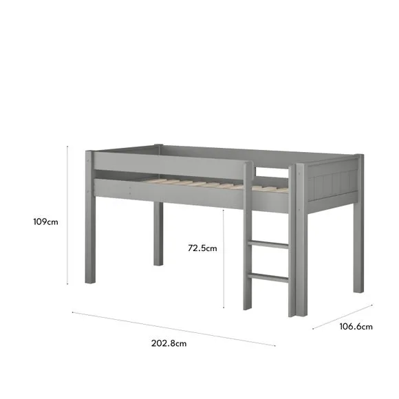 Midsleeper Bed Frame with Storage - Grey, Pine