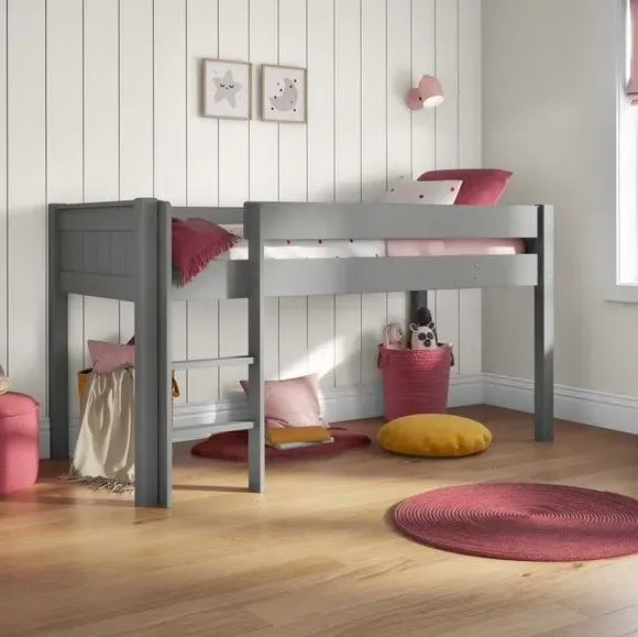Midsleeper Bed Frame with Storage - Grey, Pine image