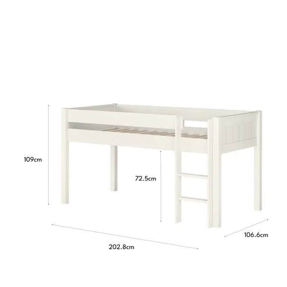 Midsleeper Bed Frame with Storage - White, Pine