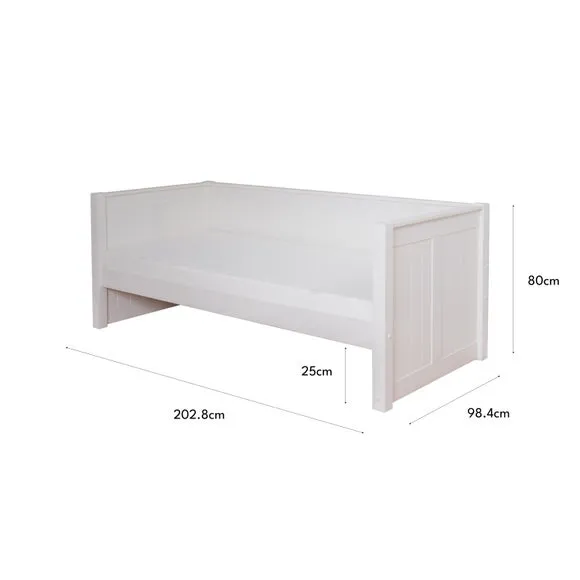 Pine Day Bed with High Foot End - White, Wood