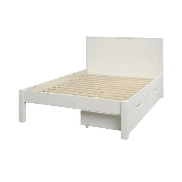 Single Bed with 2 Drawers - White, Pine