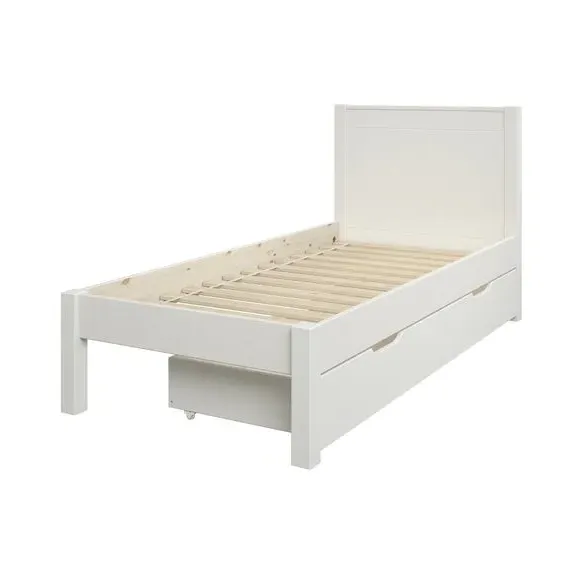 Single Bed with 2 Drawers - White, Pine