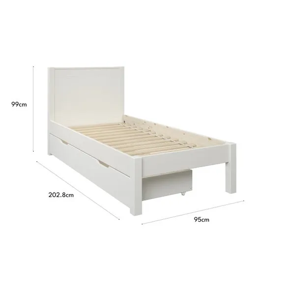 Single Bed with 2 Drawers - White, Pine