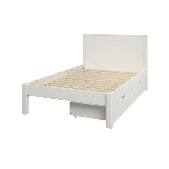 Single Bed with 2 Drawers - White, Pine