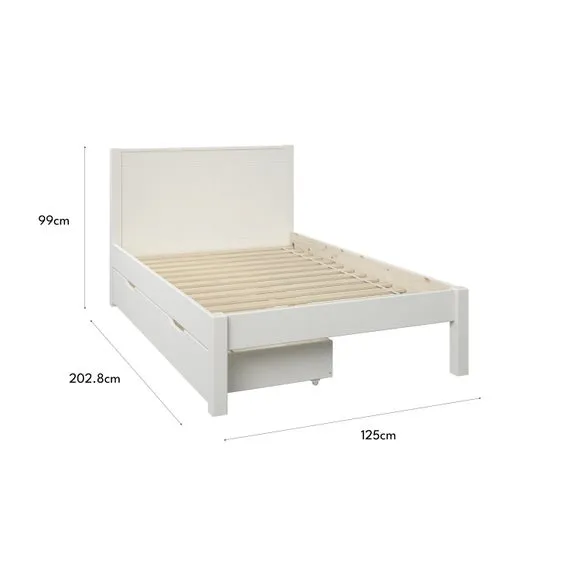Single Bed with 2 Drawers - White, Pine