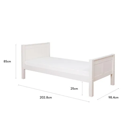 Single Bed with High Footboard - White, Pine