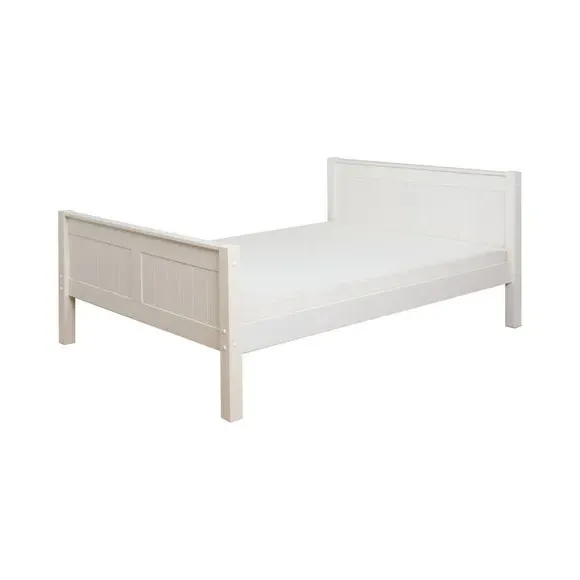 Single Bed with High Footboard - White, Pine