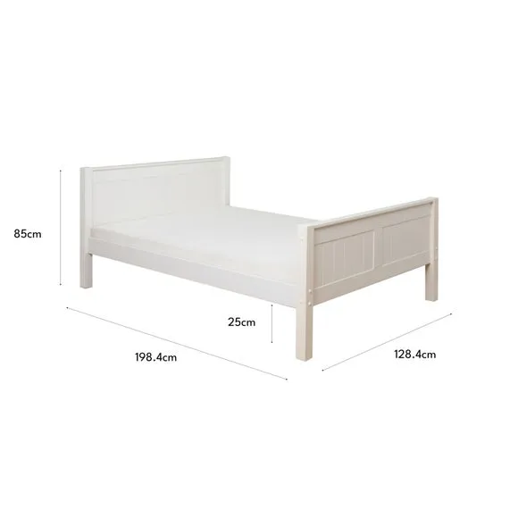 Single Bed with High Footboard - White, Pine