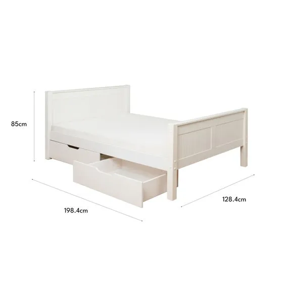 Single Bed with Storage Drawers - White, Pine