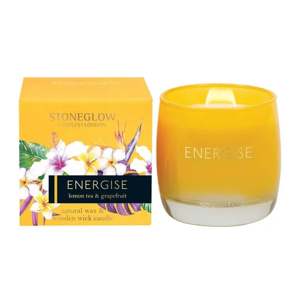 220g Scented Candle with Wooden Wick - Yellow image