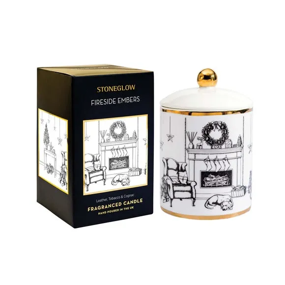 Ceramic Candle with Gold Accents - Ivory