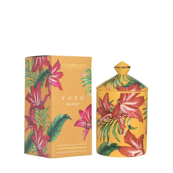 Ceramic Candle Yuzu Mango Scent - Yellow