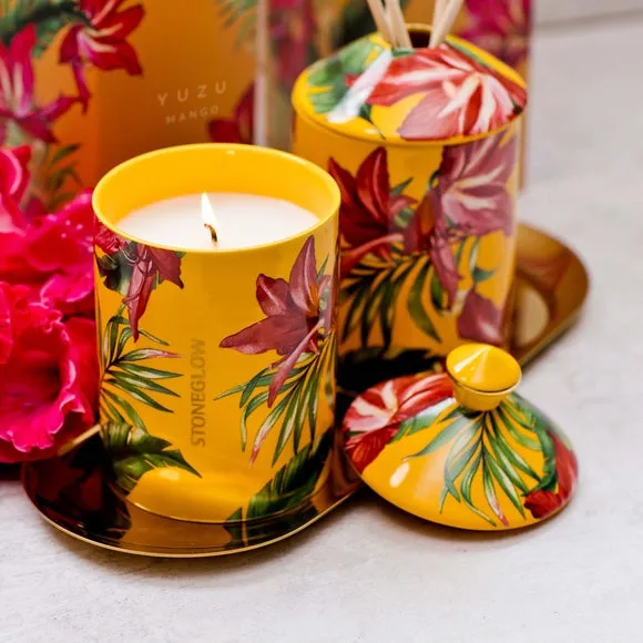 Ceramic Candle Yuzu Mango Scent - Yellow image