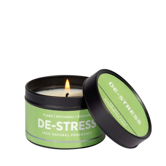 DeStress Candle Tin - Green, Soy Wax image