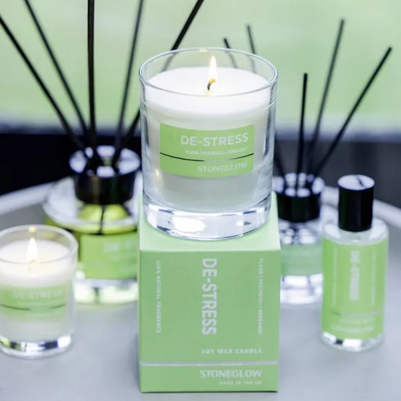 DeStress Glass Candle - Green, Soy Wax