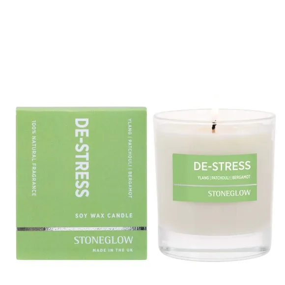 DeStress Glass Candle - Green, Soy Wax image