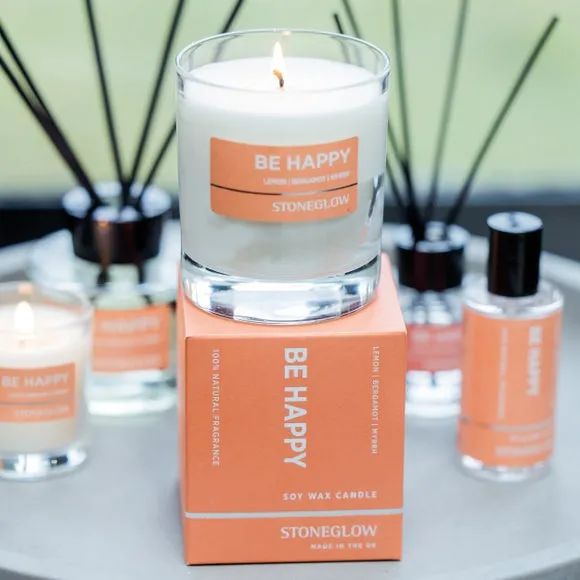 Glass Candle with Essential Oils - Orange, Soy Wax