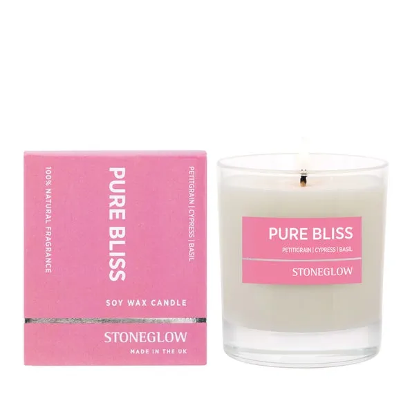 Glass Candle with Essential Oils - Pink, Soy Wax