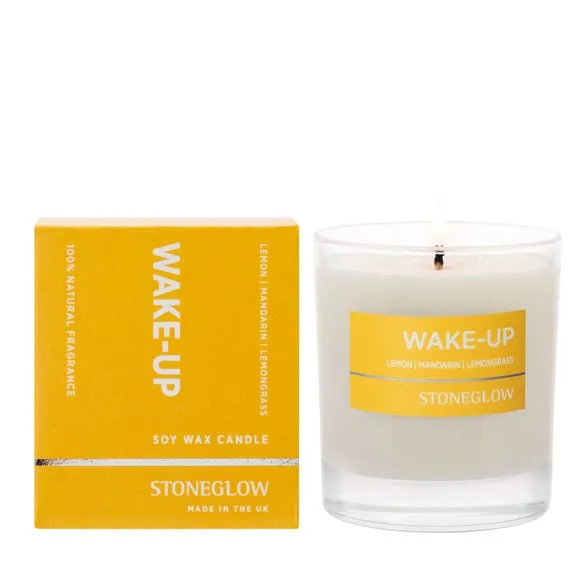 Glass Candle with Essential Oils - Yellow, Soy Wax