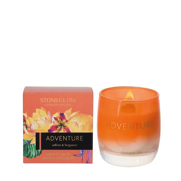 Saffron & Bergamot Candle - Orange, Wood Wick