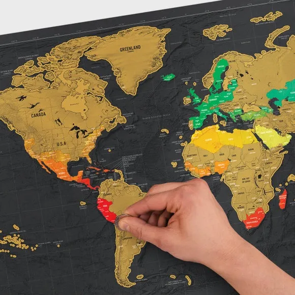 Large Scratch Map with Matt Finish - Black