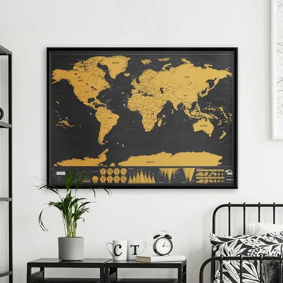 Large Scratch Map with Matt Finish - Black image