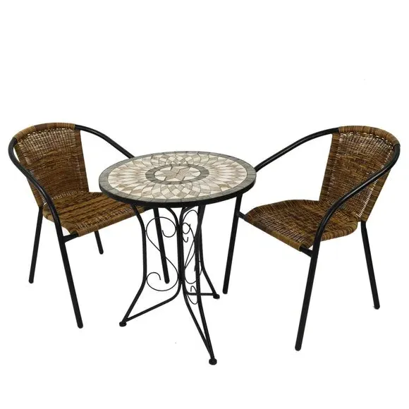 2-Seat Bistro Set - Natural, Ceramic & Steel image