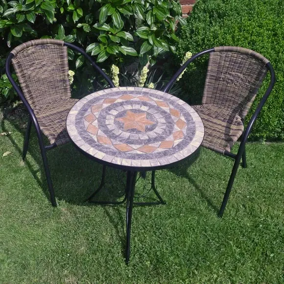 2-Seat Bistro Set with Mosaic Top - Natural