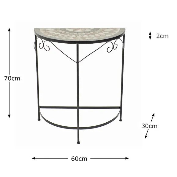 Semi-Circular Table - Natural, Ceramic Stone