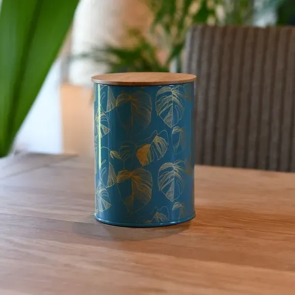 Kitchen Canister with Bamboo Lid - Green, Tin image