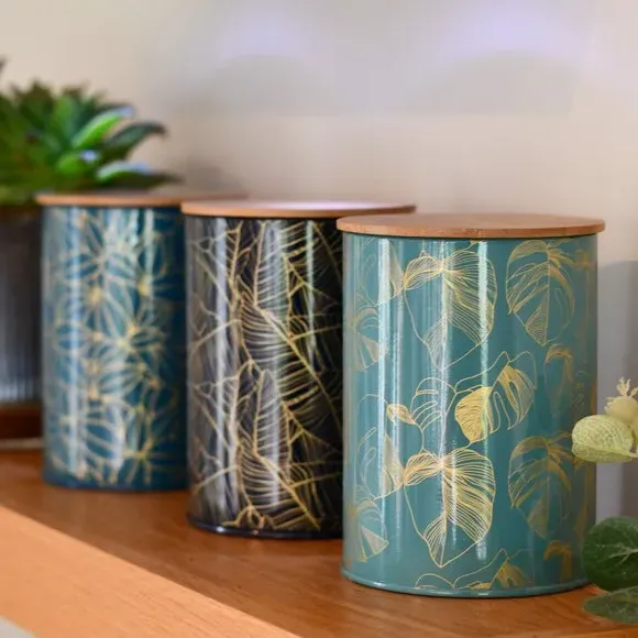 Kitchen Canister with Bamboo Lid - Navy, Tin