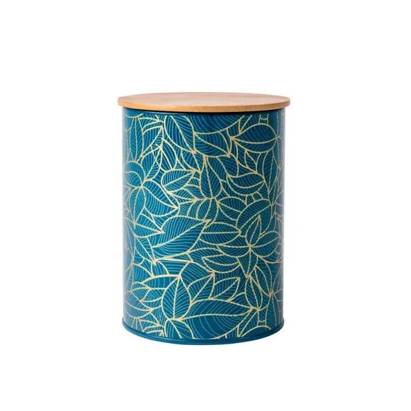 Kitchen Canister with Bamboo Lid - Teal, Tin