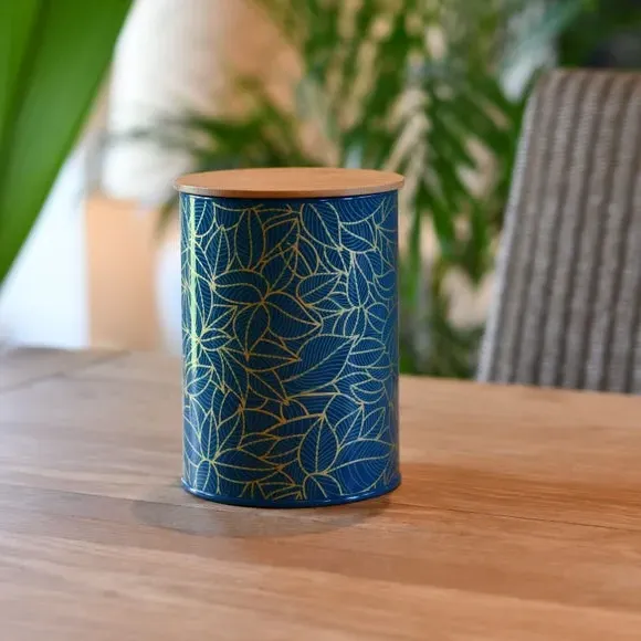 Kitchen Canister with Bamboo Lid - Teal, Tin image