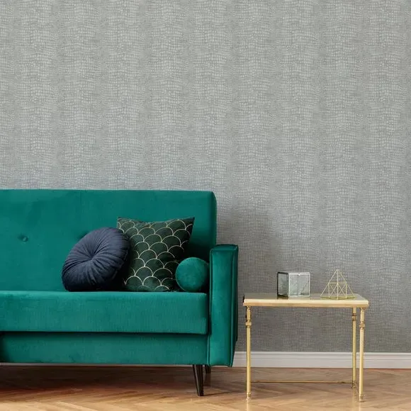 Crocodile Textured Wallpaper - Grey