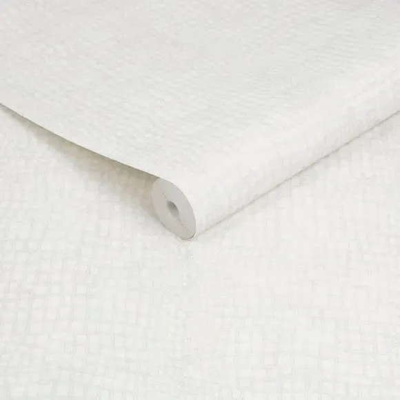 Crocodile Textured Wallpaper - White