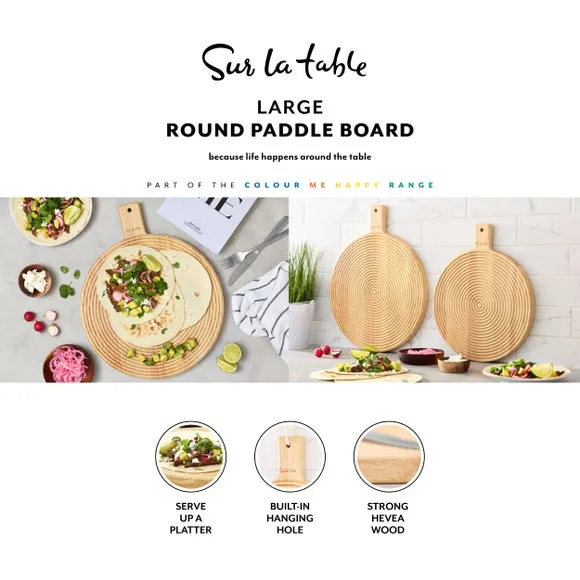 Large Round Paddle Board - Brown, Wood