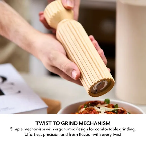 Manual Salt and Pepper Mill - Brown, Hevea Wood