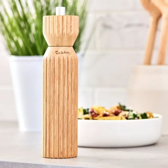 Manual Salt and Pepper Mill - Brown, Hevea Wood image