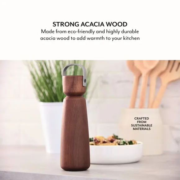 Manual Salt Pepper Mill Set - Brown, Acacia Wood
