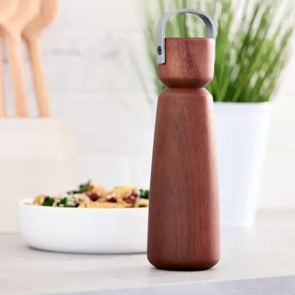 Manual Salt Pepper Mill Set - Brown, Acacia Wood image